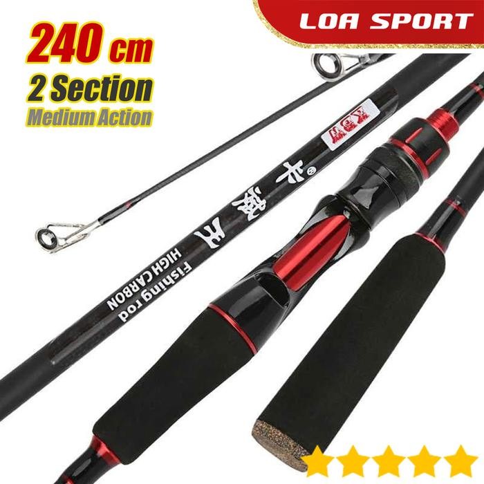 Ready Joran Pancing Sambung Spinning 240cm KBW Gun Handle