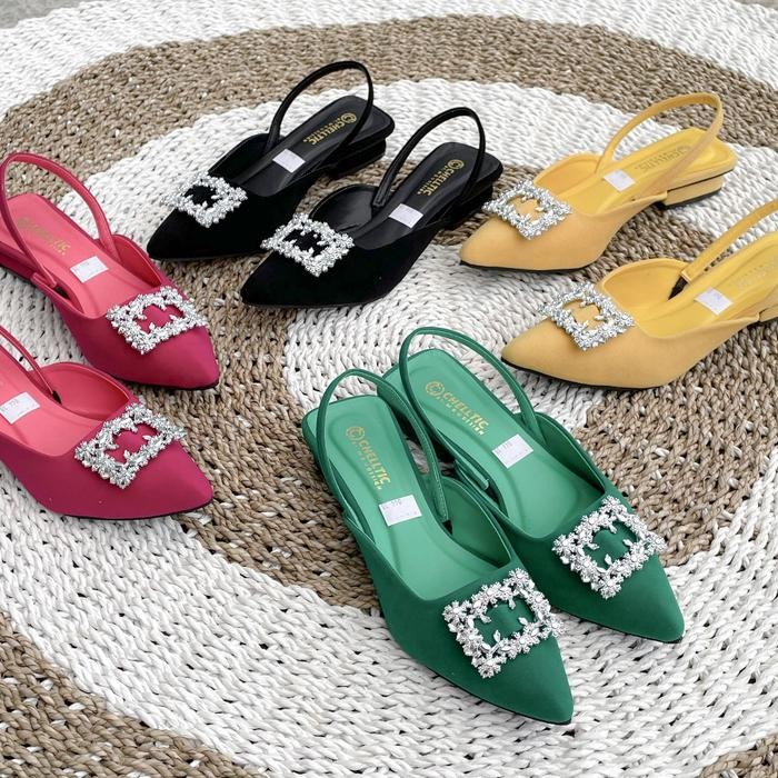 Donatello - Galaxy Sepatu Flat Slip On Mules Wanita Hak Tahu 2Cm TerbaruSepatu Pesta Wanita Casual