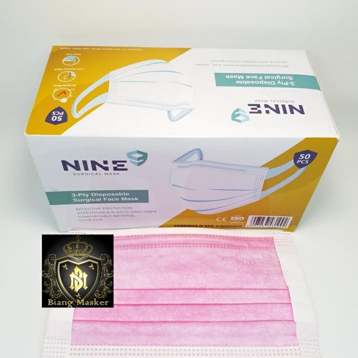 New Masker Medis 3 ply merk Nine kemenkes isi 50 pcs