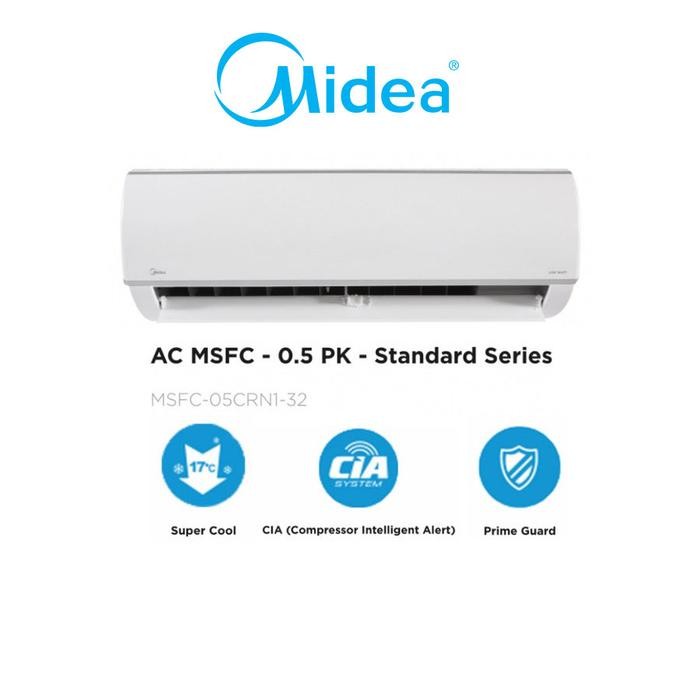 3j4e- Ac Split Midea Msfc-05Crn Standart 1/2 Pk R32 (Free Ongkir Semarang)