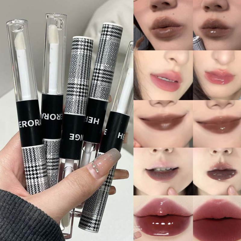 IMPORT HERORANGE Dual-Ended Lip Tint - Matte & Glossy, Plumping, Long-Lasting, Blendable Pigment