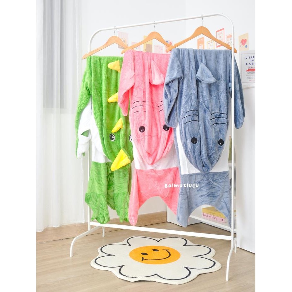 Balmutlucu Onesie Kostum Shark Hooded Blanket Selimut Piyama Hiu Remaja Dewasa Jumbo