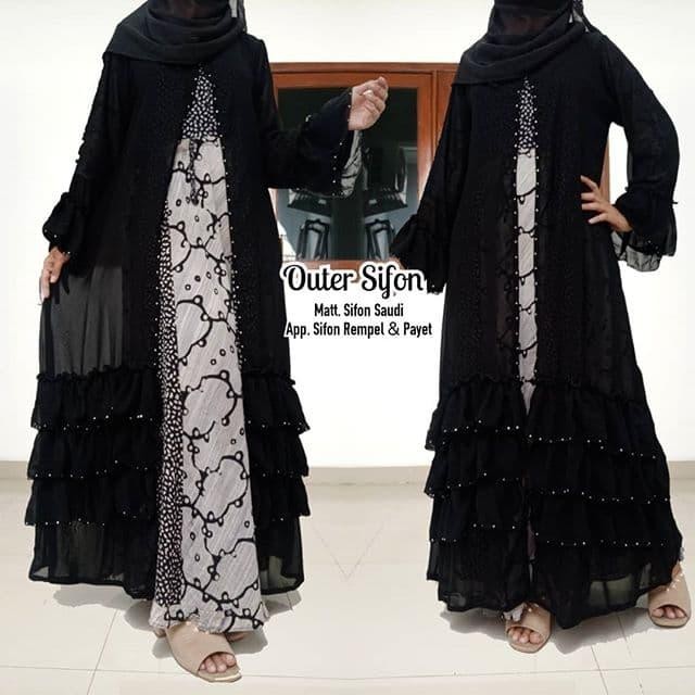 KirimCpT- Abaya Gamis Hitam Arab Murah Terbaru Mesir Dubai Ori Saudi Outer Sifon