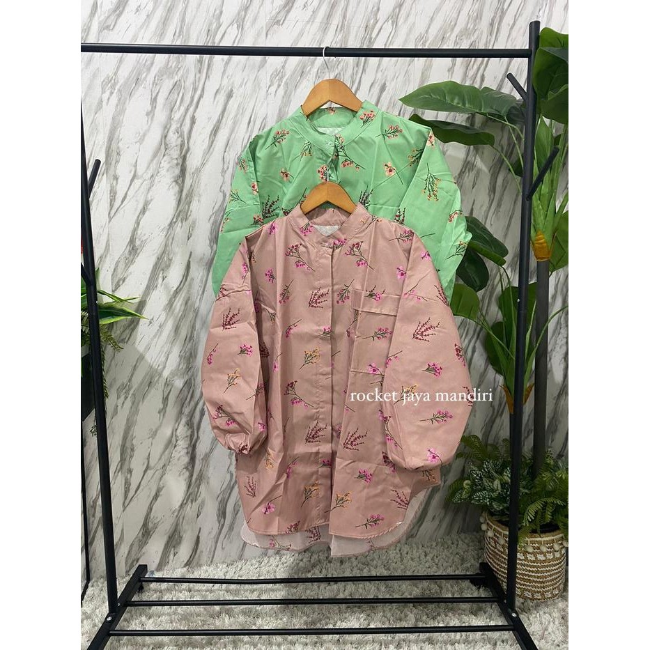 l9n1- Rjm - Kemeja Raflesia Motif Bunga TunikWanita