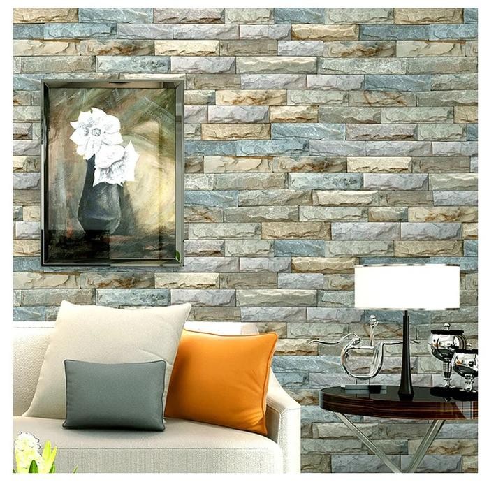 DISKON Wpaper Dinding Ruang Tamu Kamar Teras Taman Batu Alam Pipih READY STOCK