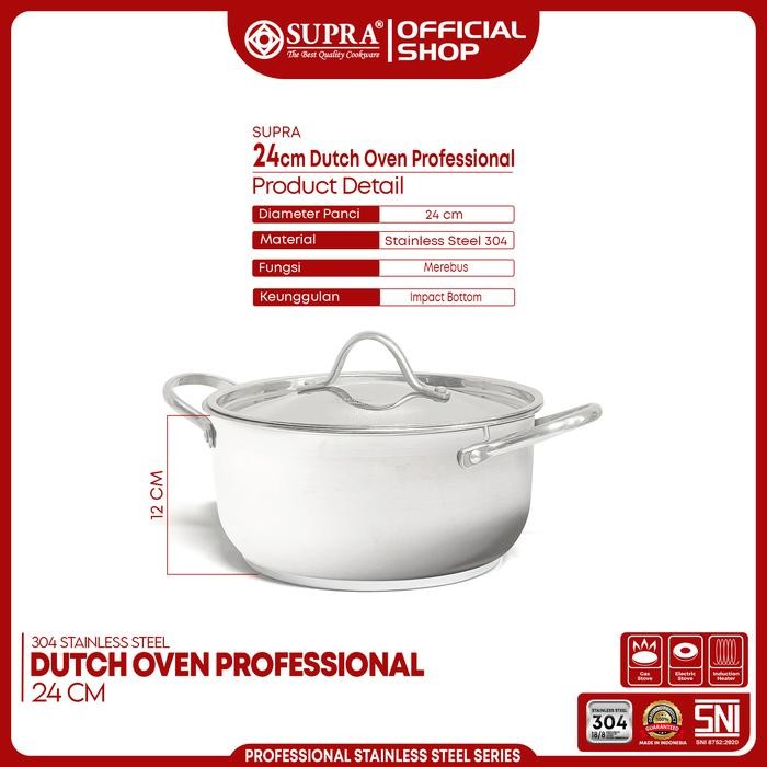 SUPRA Panci Stainless Steel SUS 304 Dutch Oven 24 Cm Professional Series