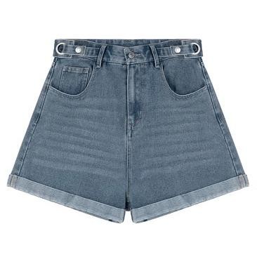 9qli- Jeans Wanita High Waist Hitam Import Hotpants Cewek Korean Style Stretch Denim Pendek