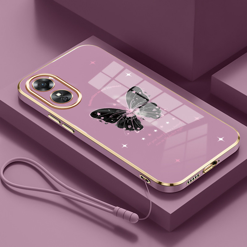 Casing Hp Untuk OPPO A17 A17K Case Pola Kartun Kupu-Kupu Mode Casing Ponsel Silikon Softcase Kesing 