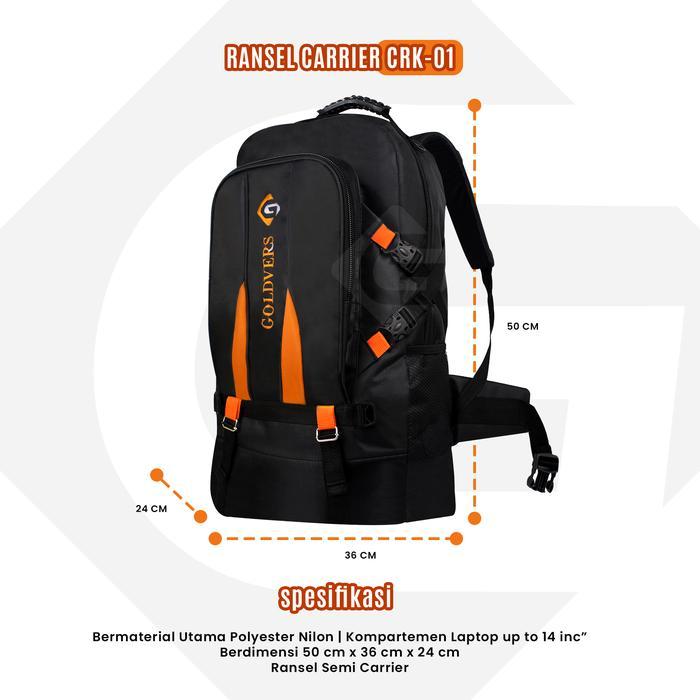 Tas Ransel Pria Carrier Goldvers Backpack 50L Gunung Hiking Travel Bag