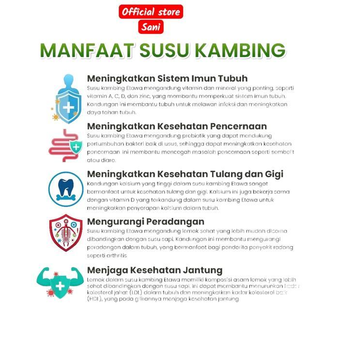 Sani Susu Kambing Etawa 1000Gr Bubuk Aneka Rasa Vanila Coklat Setroberi Original Madu Jahe Halal