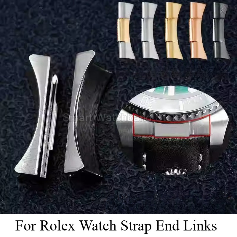 Anti-Corrosive Stainless Steel Watchband End Links for Rolex Daytona Black Submariner Curved Mirror