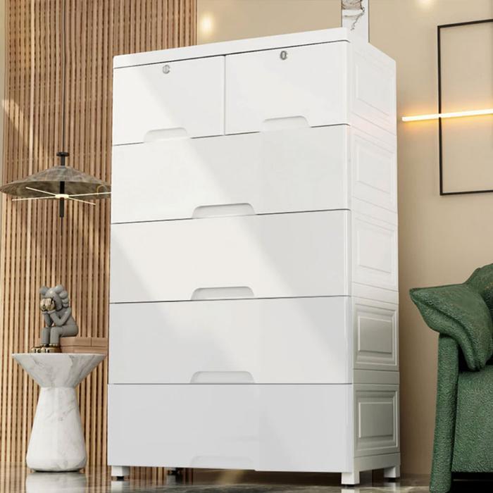 OBRAL Lemari Pakaian Plastik Loker Plastik Lemari Baju Plastik Kabinet Drawer Storage Cabinet Putih