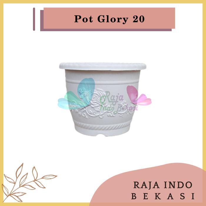 RAJA INDO Pot Glory 20 Cm PUTIH Motif Pot 20 Plastik 20cm Glory Vas Pot Plastik