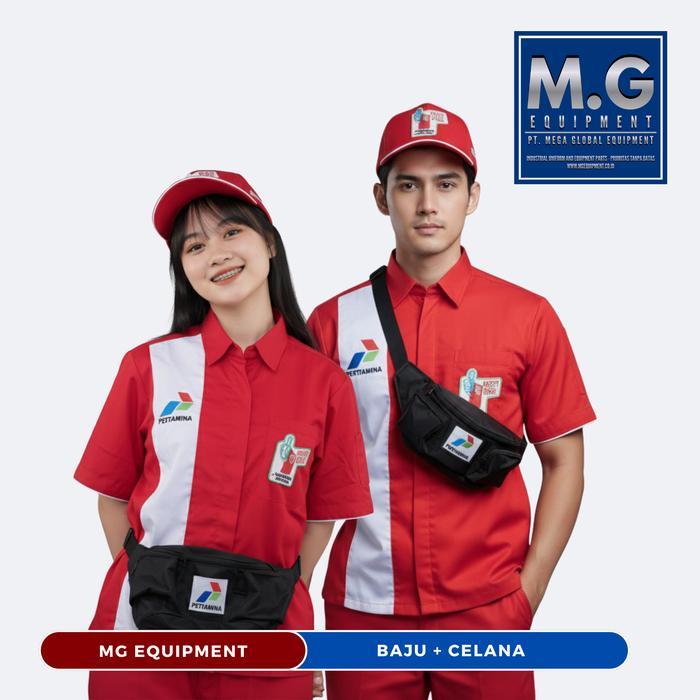 Promo Setelan Baju Celana Seragam Operator Spbu Baju Kerja Pria & Wanita Pertamina