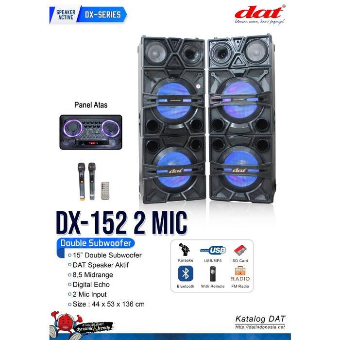 Speaker Aktif Pasif DAT DX 152 15ins Double Subwofer USBMP3 Bluetooth isi 2pcs Original Garansi Resm