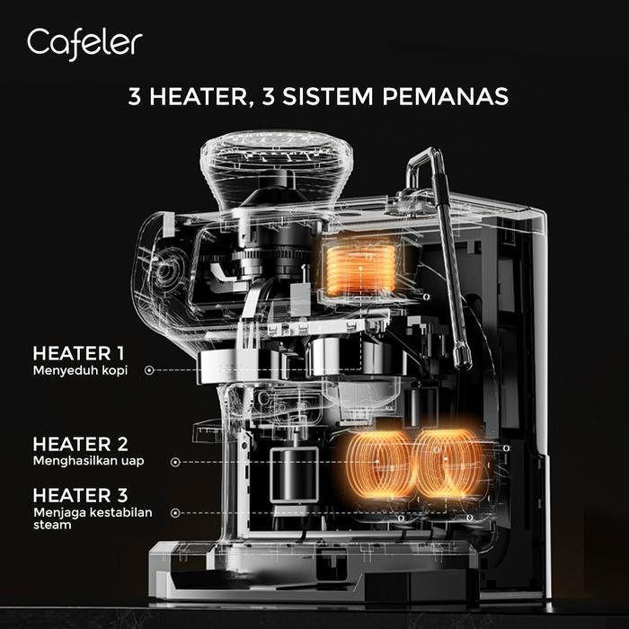 CAFELER MESIN KOPI ESPRESSO 3 HEATER COFFEE MAKER OTOMATIS KONTROL
