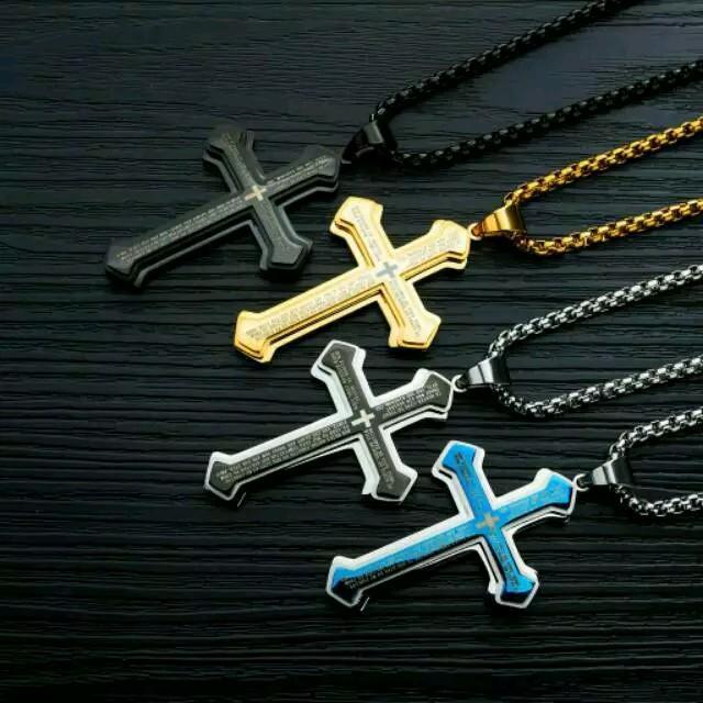 Kalung Salib Titanium Pria Jumbo Anti Karat