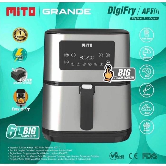 produk Mito AF10 Digital Air Fryer 6 LIter Capacity Grande MITO