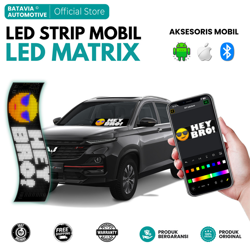 Led Matrix Panel Flexible Mobil Koneksi Bluetooth Led Untuk Iklan Promosi di Mobil