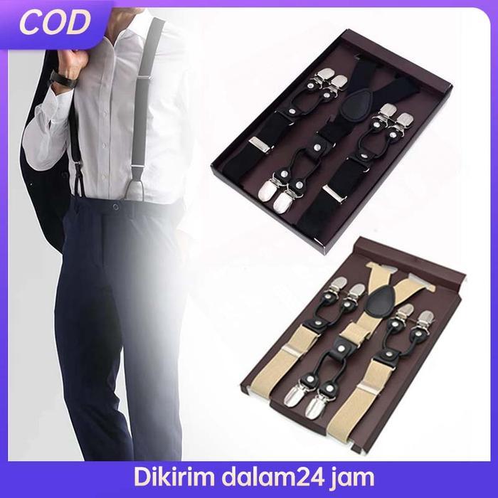 Suspender Jepit Tali Suspender / Suspender Pria Elastis Kuat / Suspender Wanita Motif / Suspender