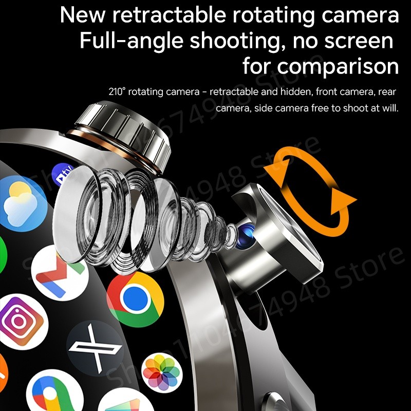 4G/5G Full Netcom Smartwatch 1.98inch Amoled Smart Watch With 210 Rotating Camera Android 13.0 Dual