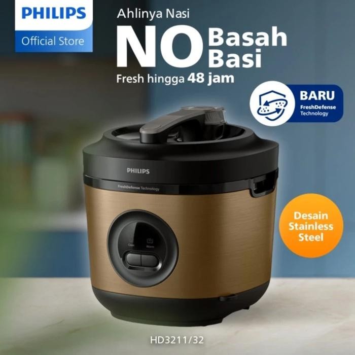 Magic Com/Rice Cooker/Mejikom Philips Hd 3211/32 Hd3211/32 Gold Stainless Steel 1,8 Liter 1,8Liter