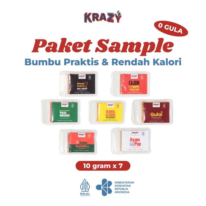 

Stok Baru Krazy Bumbu Marinasi Dry Rub Sample 10g x7 pcs Spice Instan Rendah Kalori Serba Guna Diet