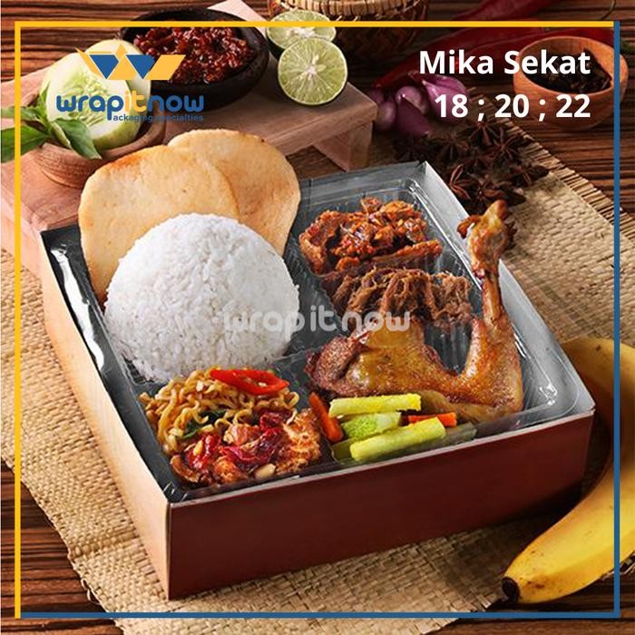 (10 Pcs) Dus Nasi Mika Sekat 5 20x20 Mika Dus Nasi Kotak Catering Dus Hajatan Nasi Berkat