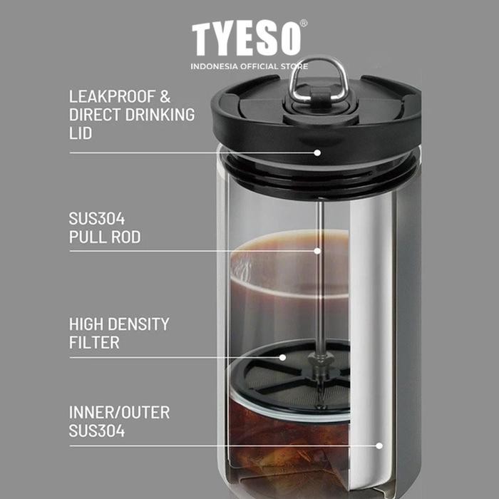 [ NEW PRODUCT ] TYESO PRESS TUMBLER 750 ML TS-01030 TAHAN PANAS DINGIN 6 JAM SARINGAN KOPI & TEH