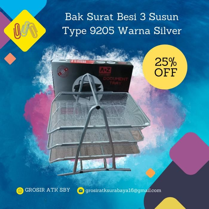 

BAK SURAT 3 SUSUN BESI TYPE 9205 WARNA HITAM / SILVER