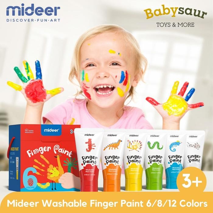 

NEW PRODUK MIDEER WASHABLE FINGER PAINT NON TOXIC HAND PAINTING CAT TANGAN ANAK MAWAR-89