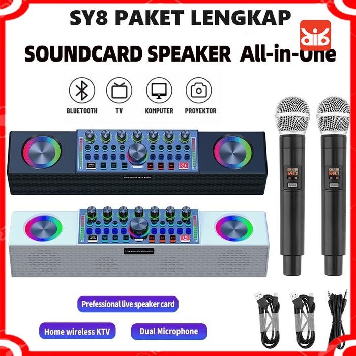 AIKOSIA HOME KTV SPEAKER BLUETOOTH SY8 2MIC LIVE SOUNDCARD PORTABLE O