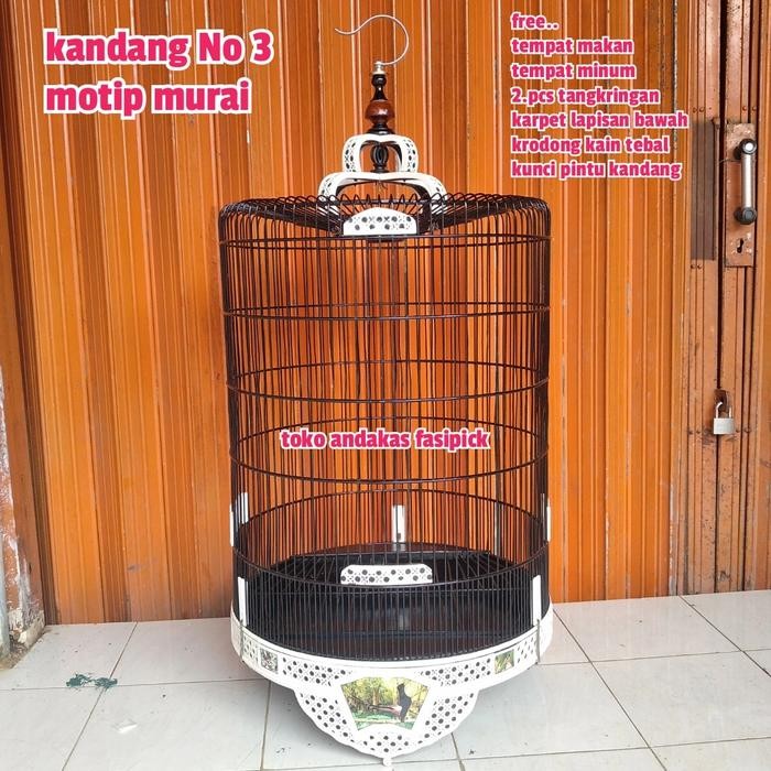 kandang burung murai no 3 motip murai fiber/kandang burung murai