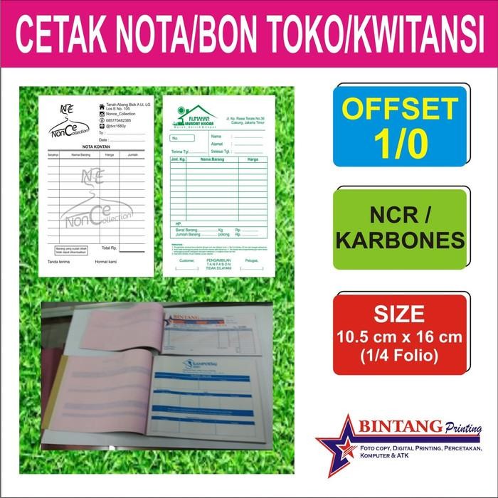

New Cetak Bon Toko/Nota/Kwitansi/Bon Loundry NCR 1/4 Folio Nomerator 3 ply