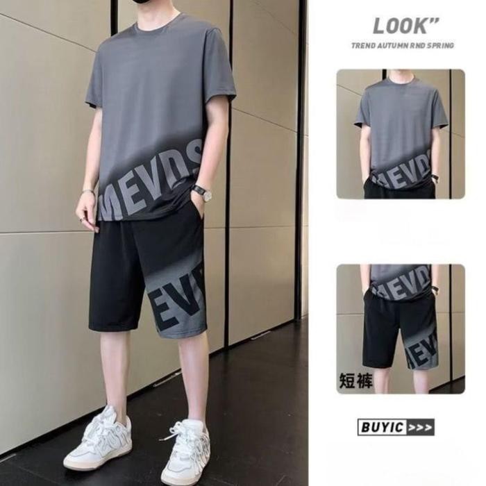 Setelan Outfit Pria One Set Remaja Cowok Trendy Dewasa 1 Set Terbaru Keren Baju Celana Pendek MEVDS