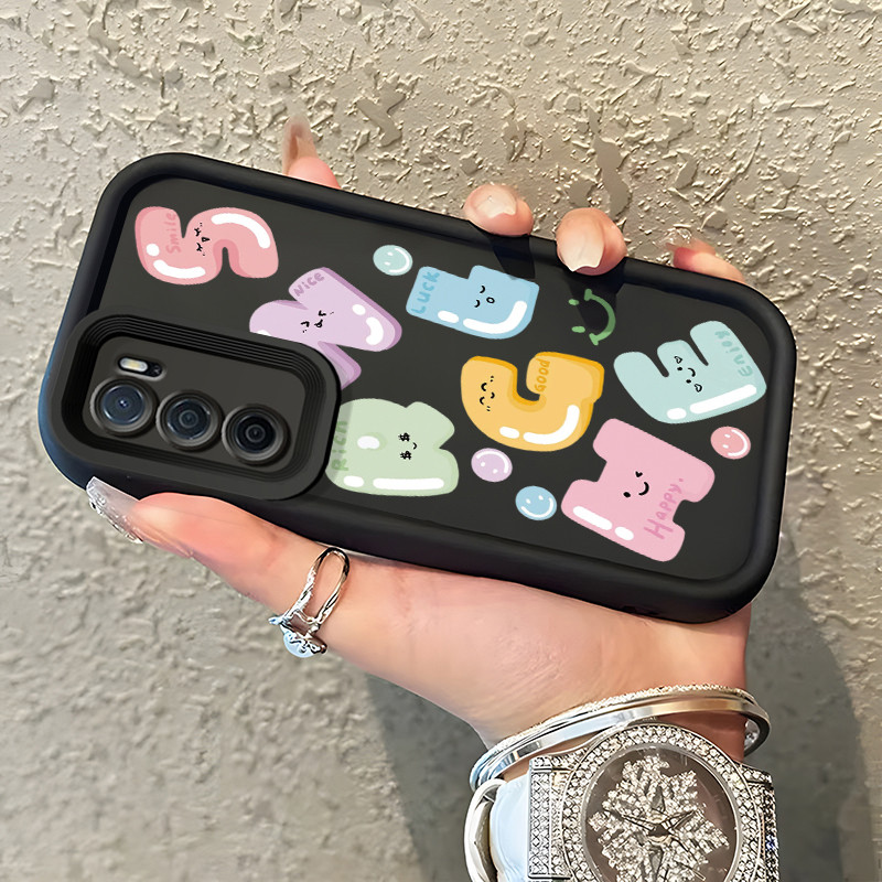 Casing Hp OPPO A16 OPPO A16s OPPO A54s Case Softcase Kesing Pola alfabet bahagia Casing silikon Cant