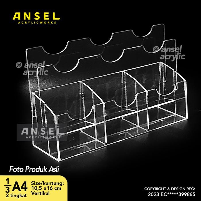 

Ansel Tempat Brosur Akrilik 2 Tingkat [ 1/3 A4 - A6 ] Tipe E3 - 2 Susun [Acrylic Display Holder,