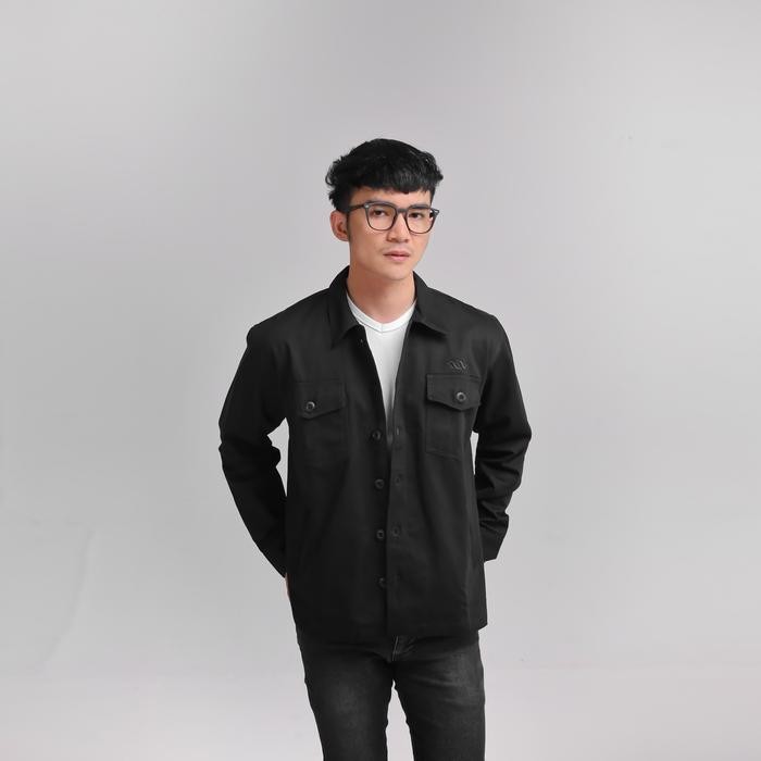 iNeat Zaku Trucker Jacket Black - Jaket Outer Pria Hitam