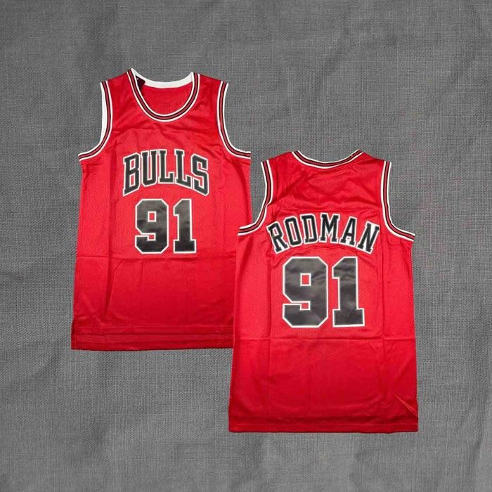 Pilihan- Bordir Baju Jersey Basket Dennis Rodman Bulls Classic Merah