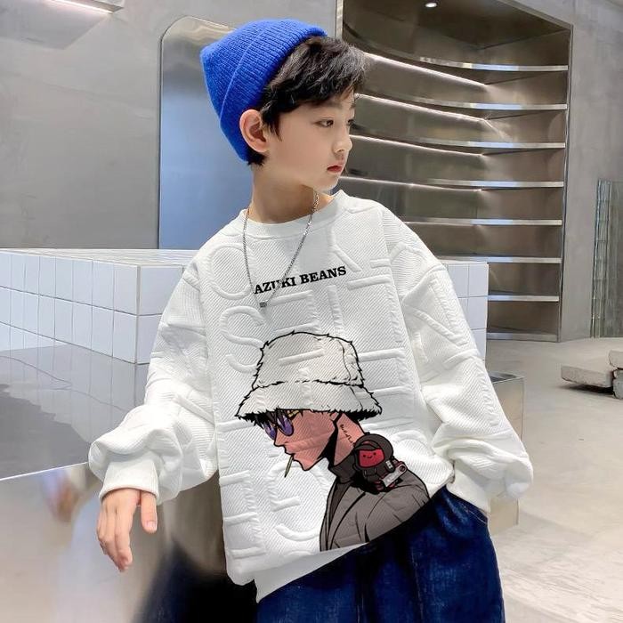 Nevada Kids - - Sweater Anak Cowok Cewek Motif Atasan Lengan Panjang Unisex Embos Oversize Kasual