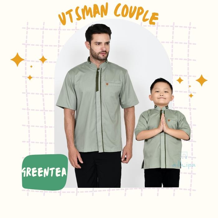 Pilihan- Koko Couple Green Sage Ayah Dan Anak Lengan Pendek