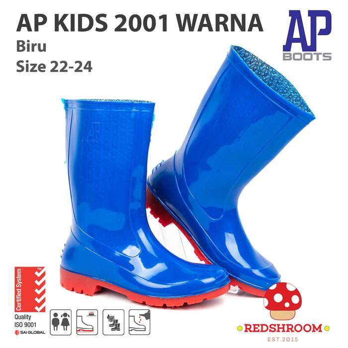 Piero Kidswear - Sepatu Boot Anak Ap Boots 2001 Biru Merah - Sepatu Boot Karet