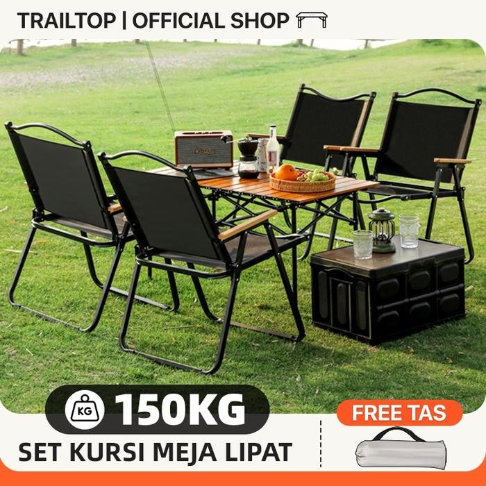 [READY] TrailTop Meja Kursi Lipat Kermit 1 Set Meja Lipat Outdoor Dan Kursi Lipat Portable Besi