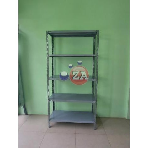 Zayaabadi Rak Besi Siku 5 Ambalan Lubang 100x30x200 Cm Praktis Ringkas Muat Banyak Kapasitas 70-80