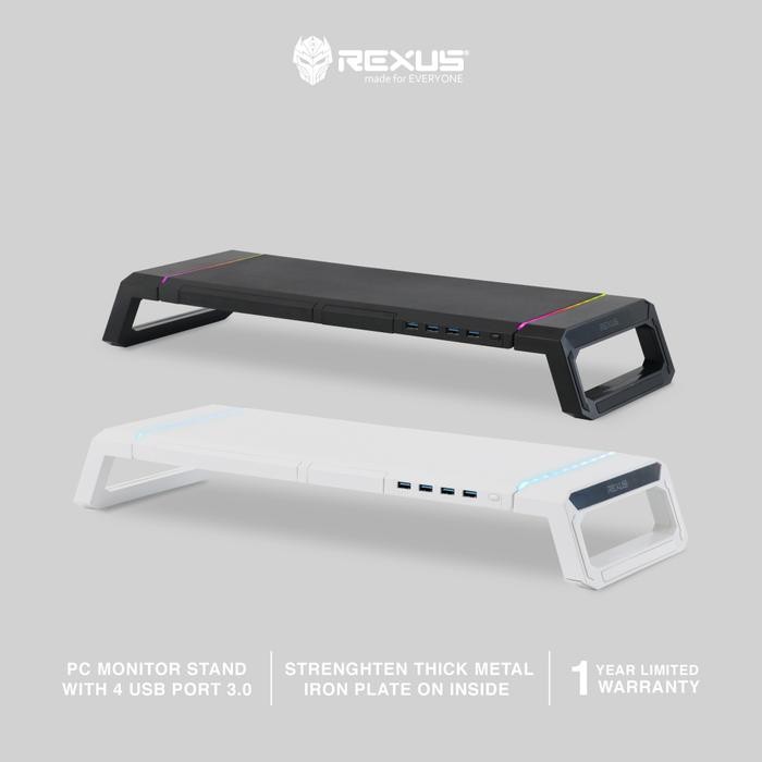 Rexus Monitor Stand Trant FP03: Stand Monitor/Laptop Logam Ergonomis, Hitam/Putih, Beban Hingga