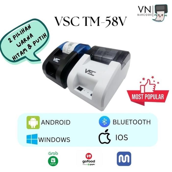 Ready Printer Bluetooth Thermal 58mm VSC TM-58V Putih