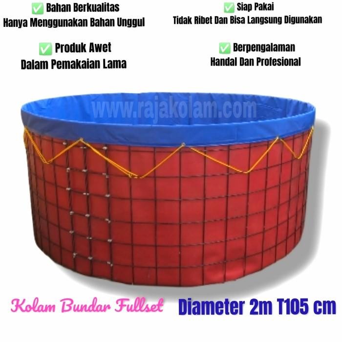 KOLAM TERPAL BUNDAR DIAMETER 2M TERPAL SAJA INCLUDE PIPA PEMBUANGAN