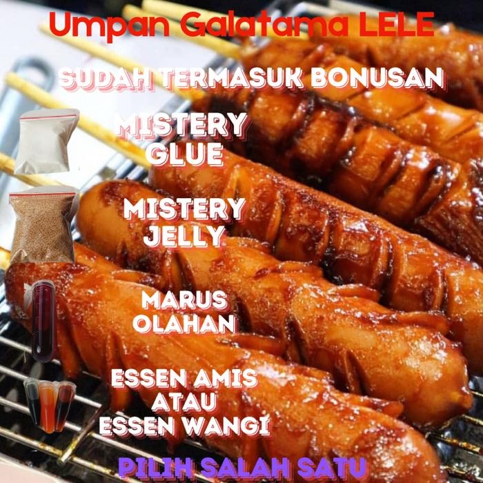 Umpan Galatama Lele Bahan Sosis (Ban-Sos) Berat 350Gr Sudah Termasuk Bonusan Marus, Essen, Atau