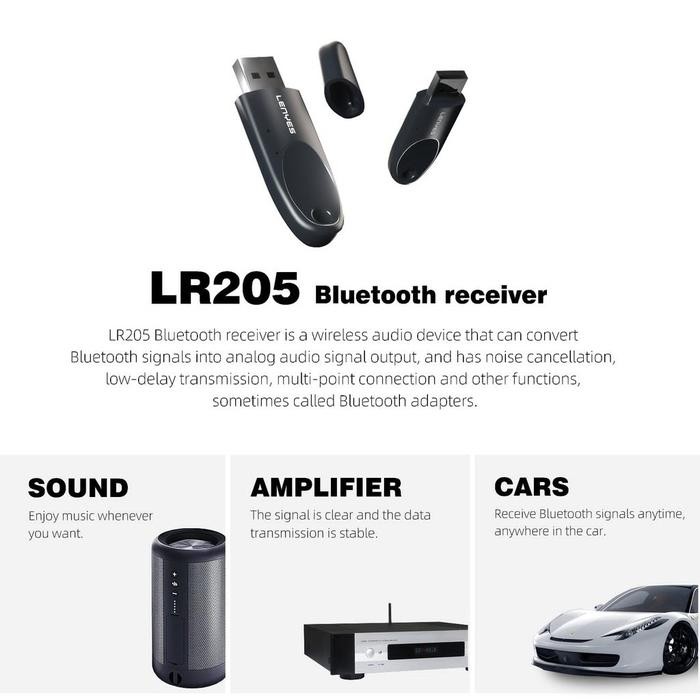 qez7- Lenyes Lr205 Usb Bluetooth Receiver 5.1 Wireless Usb Colokan Bluetooth Speaker Mobil