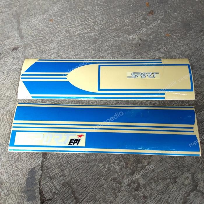 Stiker striping Vespa PX sport biru